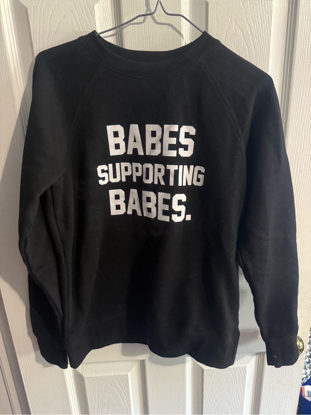 Brunette The Label Black Crewneck with White 'Babes Supporting Babes' Graphic